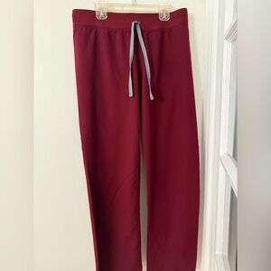 Figs Burgundy Pants with Gray Drawstring